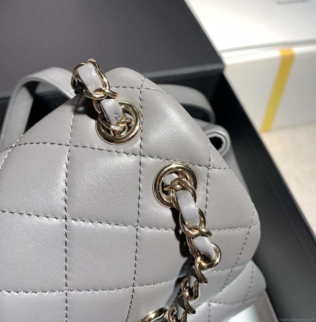 Chanel Backpack Duma Gray Lambskin CC AS2908 Gold