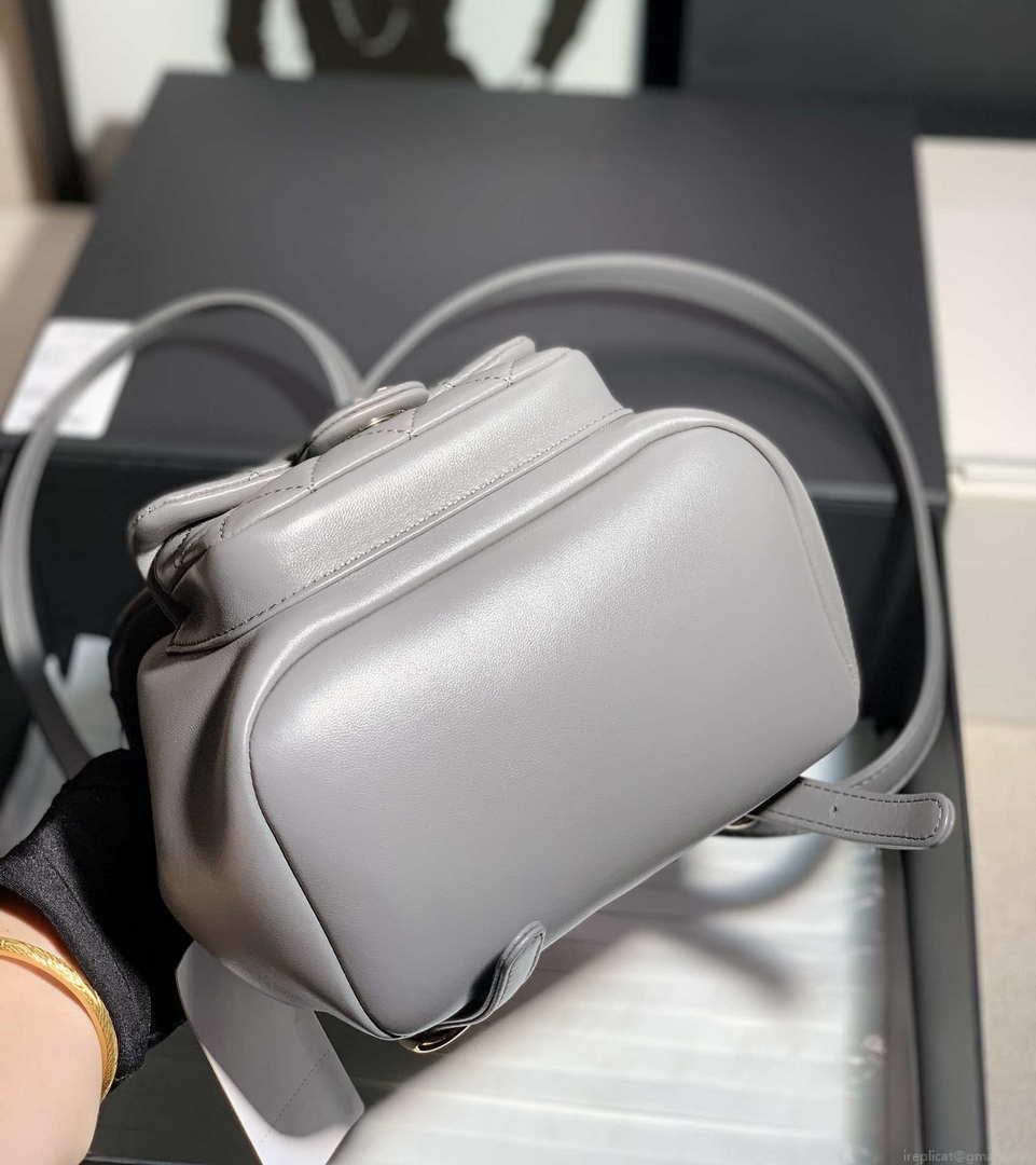 Chanel Backpack Duma Gray Lambskin CC AS2908 Gold