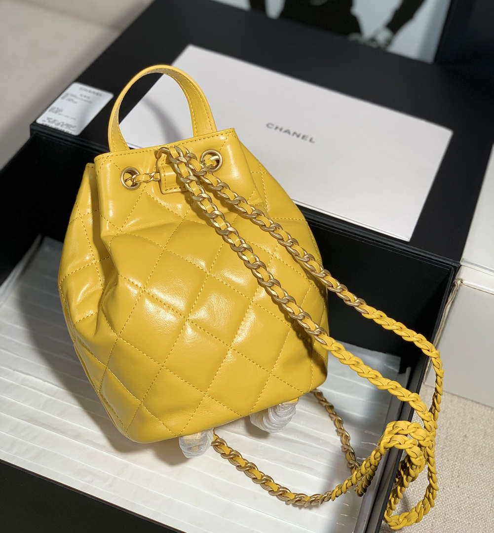Chanel AS2318 Bucket Bag Lambskin Yellow