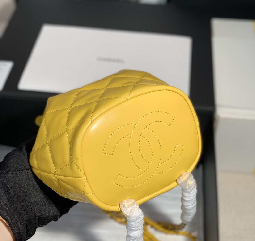 Chanel AS2318 Bucket Bag Lambskin Yellow
