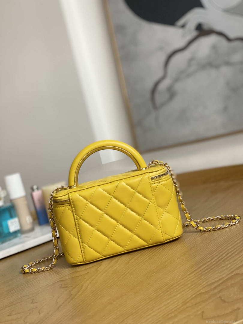 Chanel A81208 Vanity with Chain Lambskin Gold Yellow