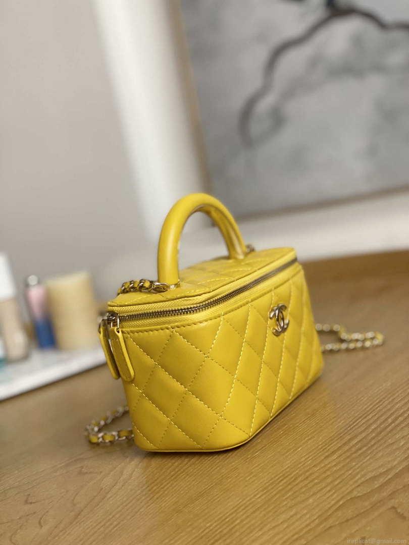 Chanel A81208 Vanity with Chain Lambskin Gold Yellow