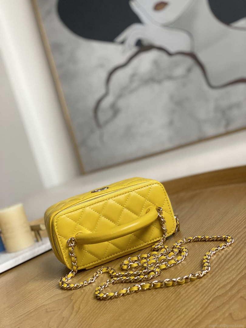 Chanel A81208 Vanity with Chain Lambskin Gold Yellow