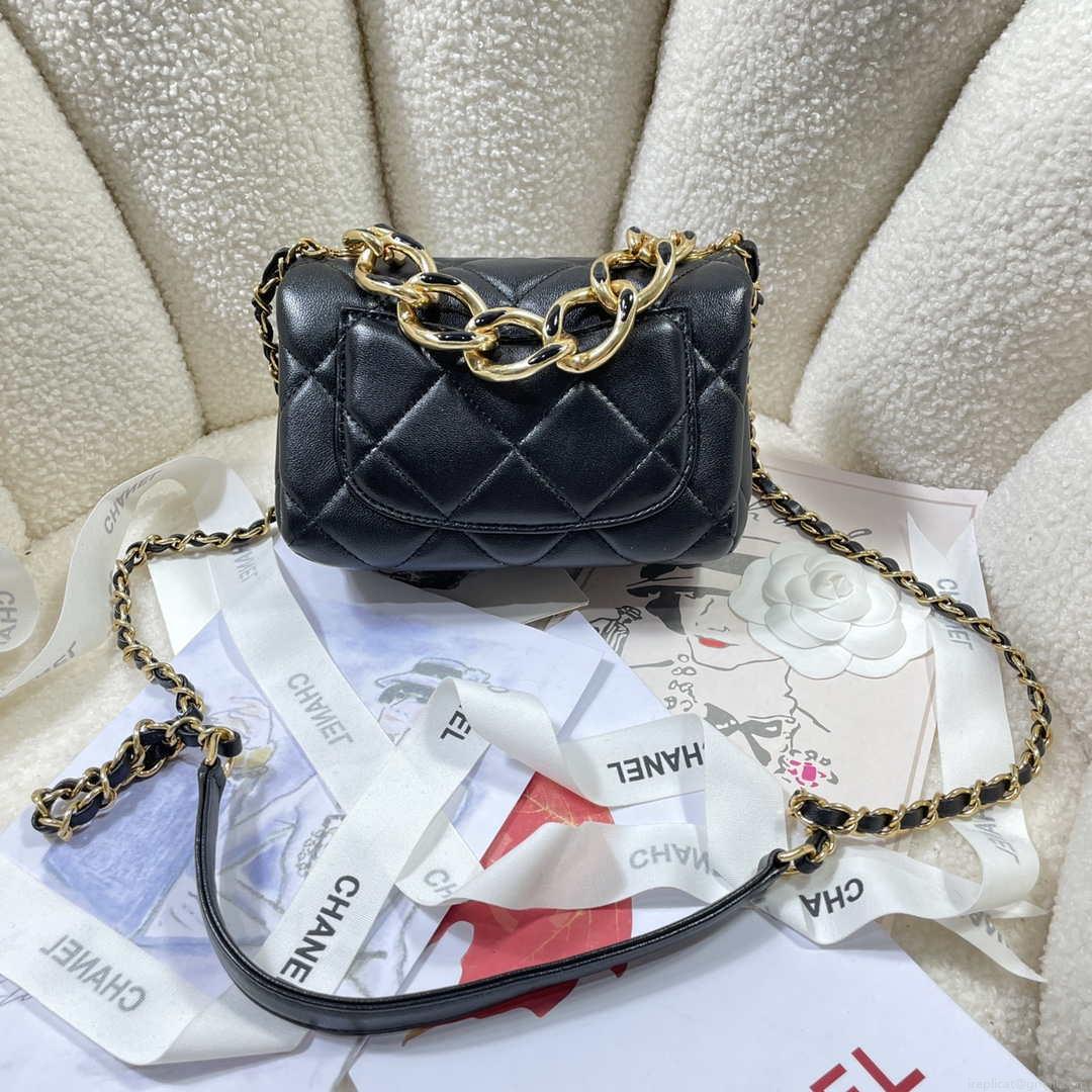 Chanel AS3365 Mini Flap Bag 17cm Lambskin Black