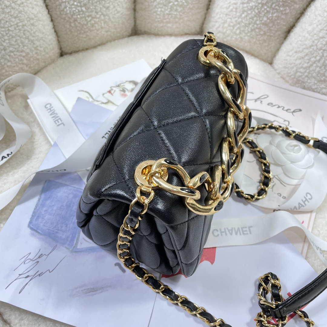 Chanel AS3365 Mini Flap Bag 17cm Lambskin Black