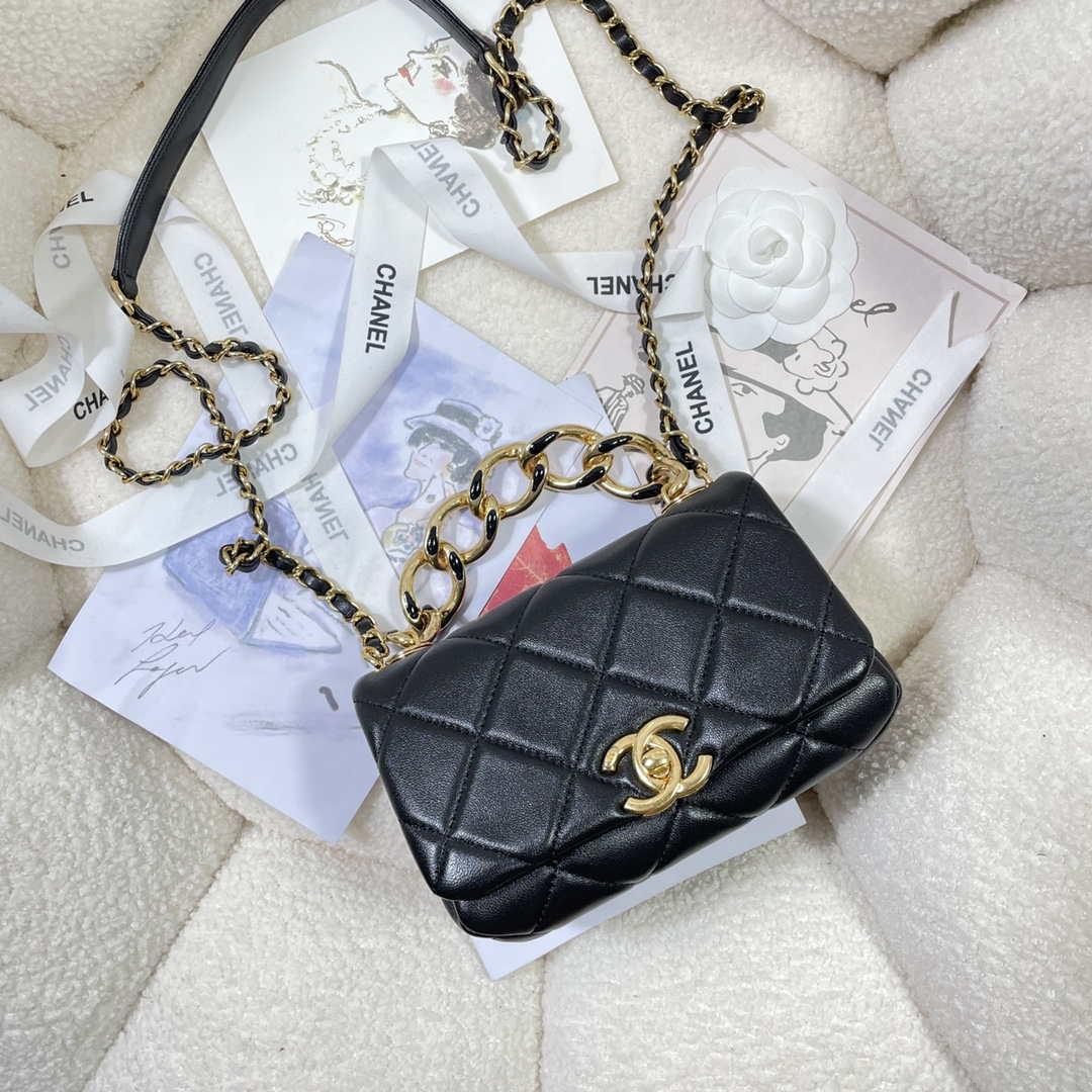 Chanel AS3365 Mini Flap Bag 17cm Lambskin Black