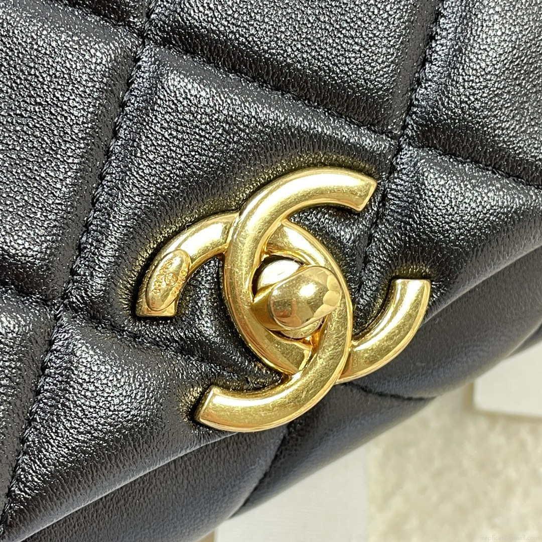 Chanel AS3365 Mini Flap Bag 17cm Lambskin Black