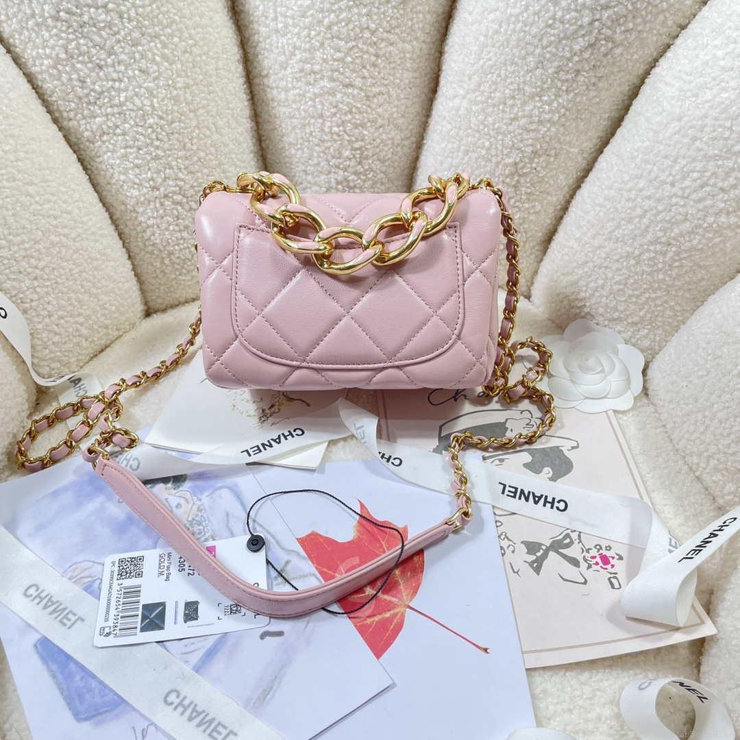 Chanel AS3365 Mini Flap Bag 17cm Lambskin Pink