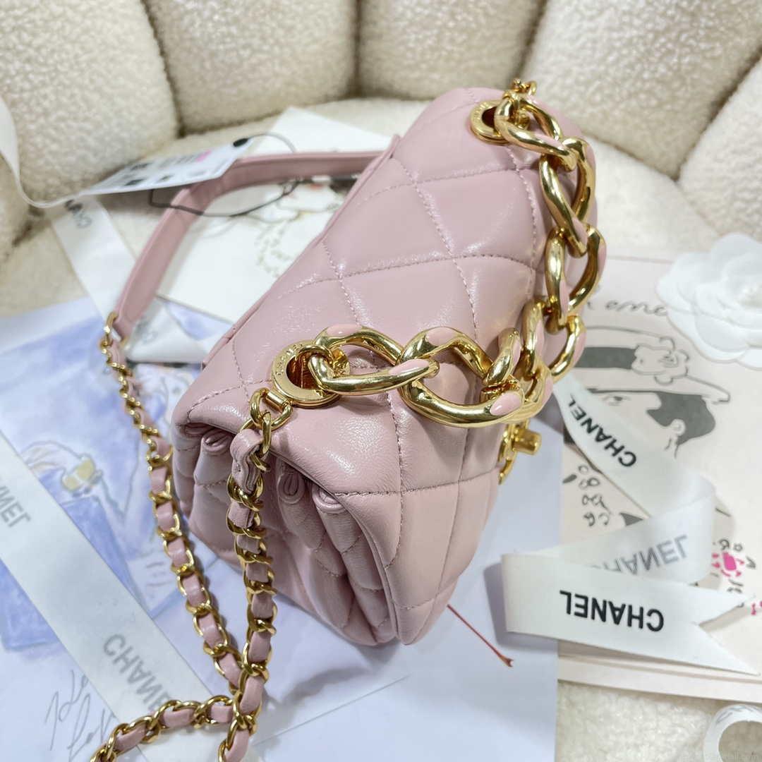 Chanel AS3365 Mini Flap Bag 17cm Lambskin Pink