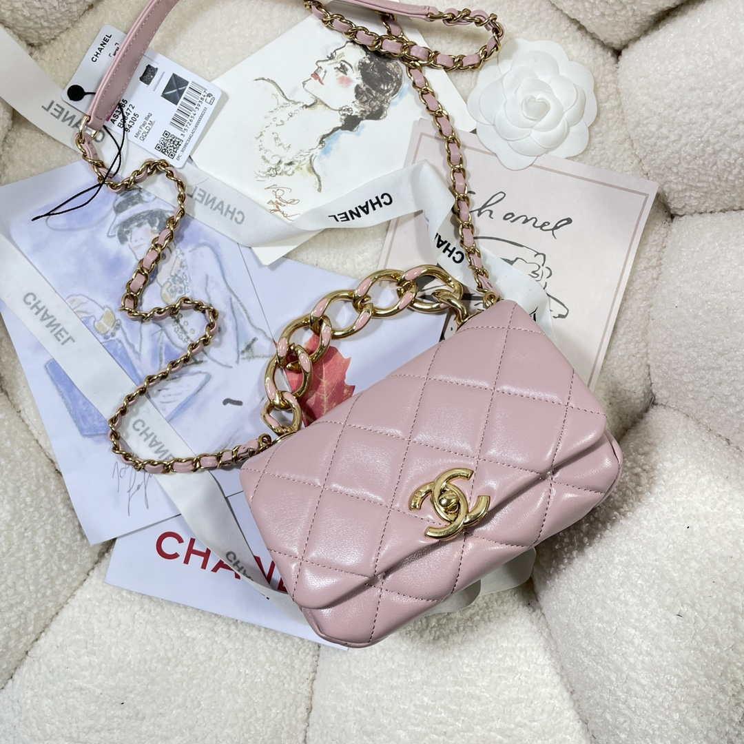 Chanel AS3365 Mini Flap Bag 17cm Lambskin Pink