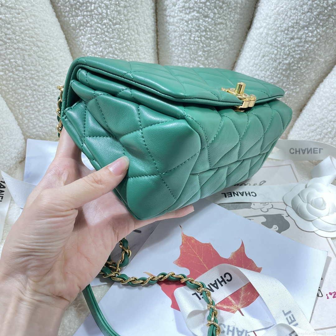 Chanel AS3366 Flap Bag 20cm Lambskin Green