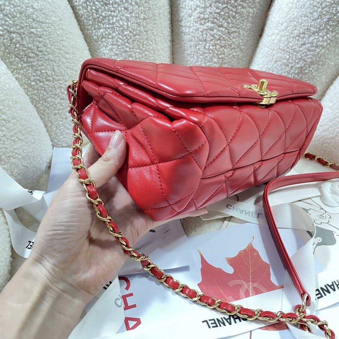Chanel AS3367 Large Flap Bag 23cm Lambskin Red