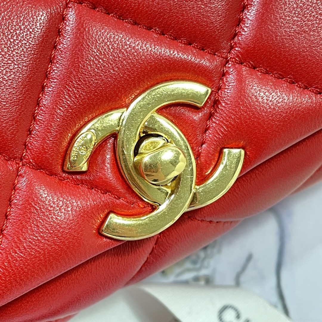 Chanel AS3367 Large Flap Bag 23cm Lambskin Red