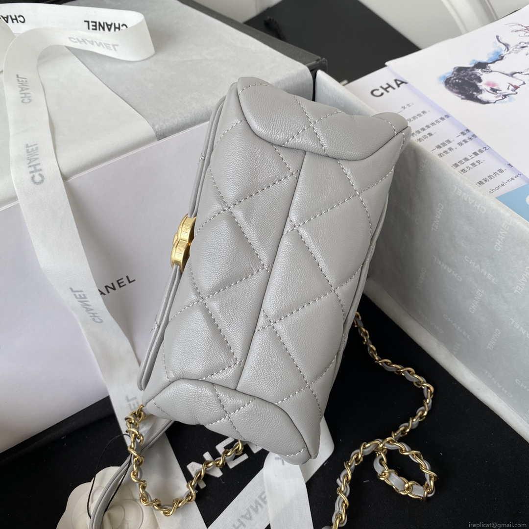 Chanel AS3365 Mini Flap Bag 17cm Lambskin Gray