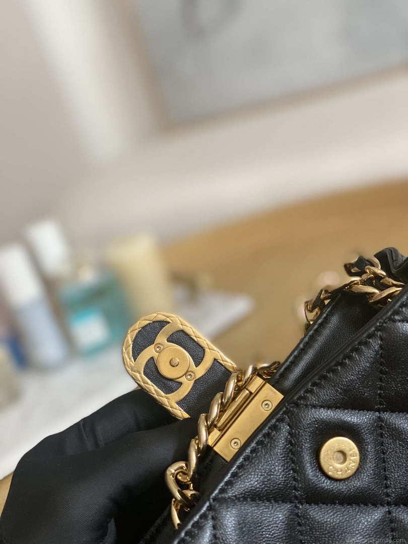 Chanel 3475 Small HOBO Handbag Lambskin & Gold-Tone Metal Black