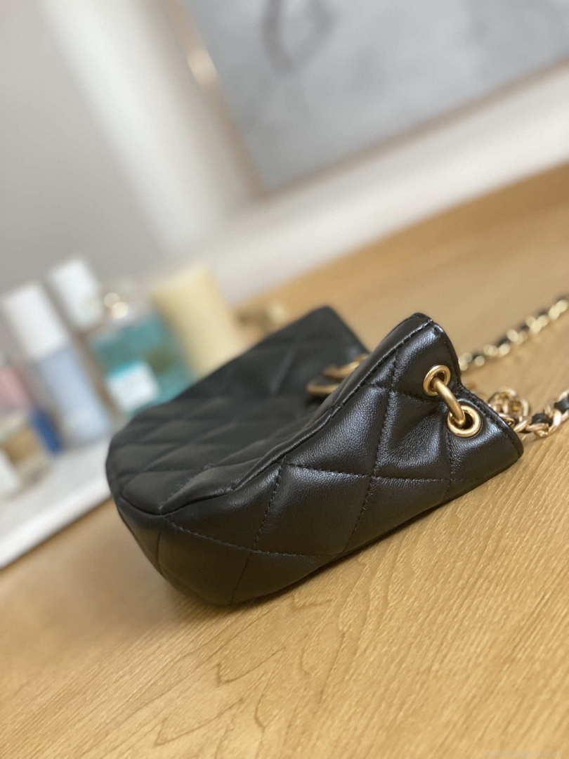 Chanel 3475 Small HOBO Handbag Lambskin & Gold-Tone Metal Black