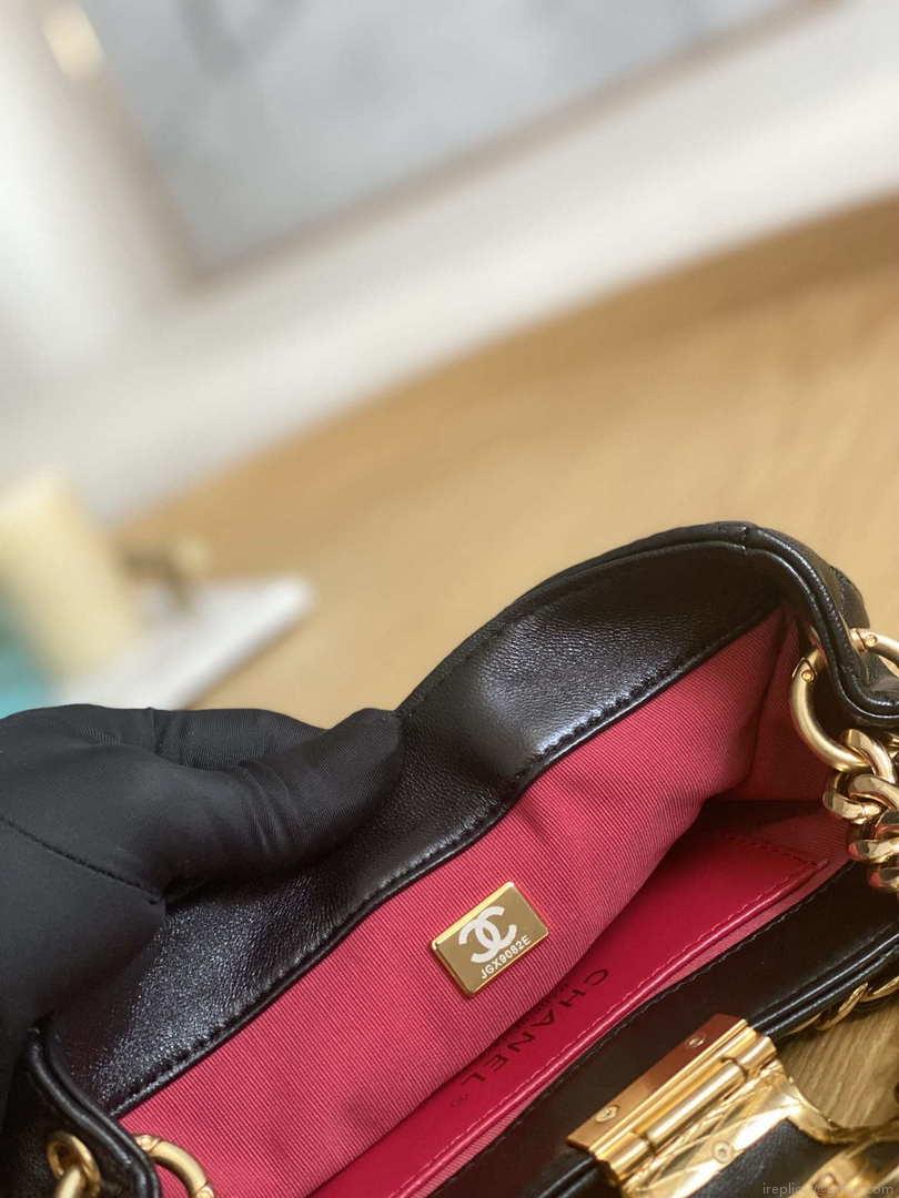 Chanel 3475 Small HOBO Handbag Lambskin & Gold-Tone Metal Black