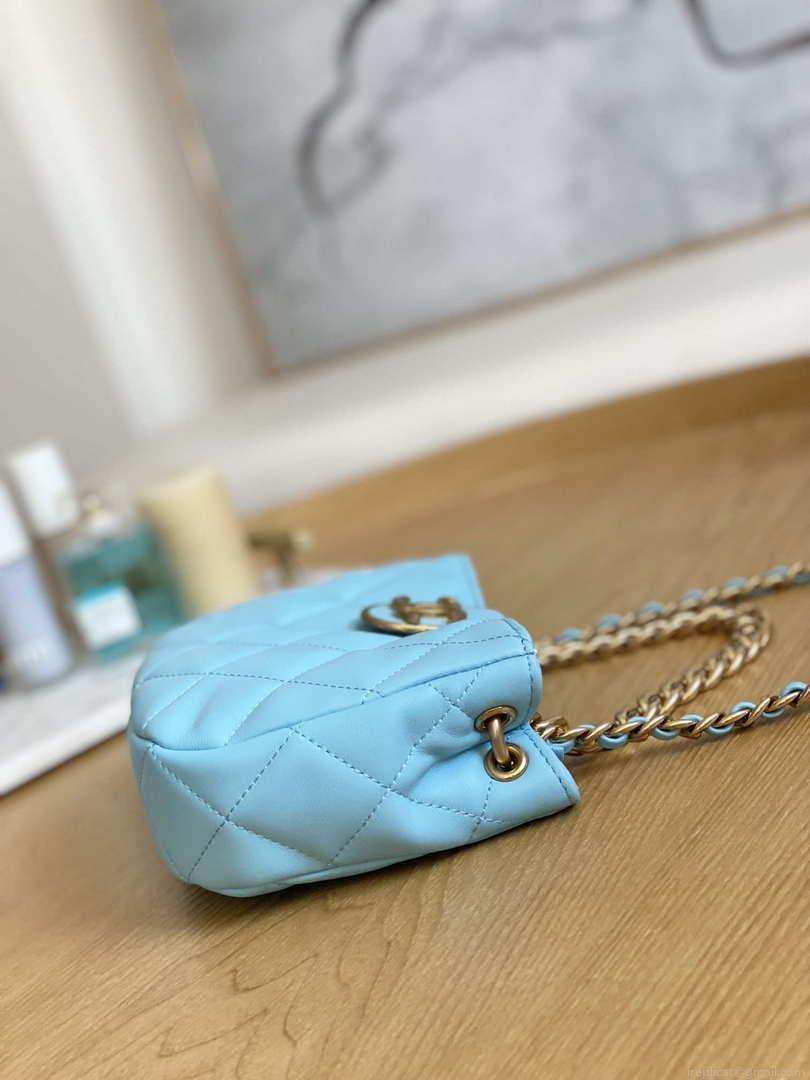 Chanel 3475 Small HOBO Handbag Lambskin & Gold-Tone Metal Ligth Blue