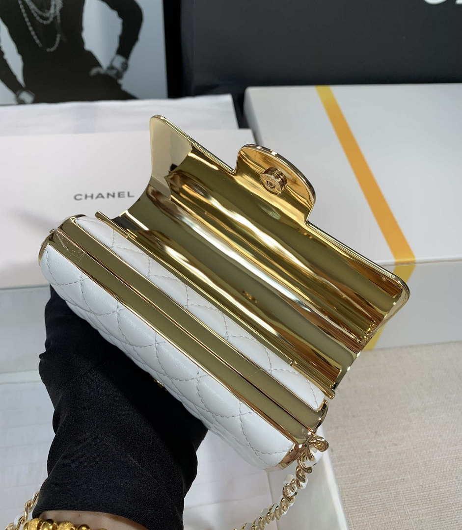 Chanel AS3308 Small Evening Bag 22A Limited Edition White Lambskin Gold