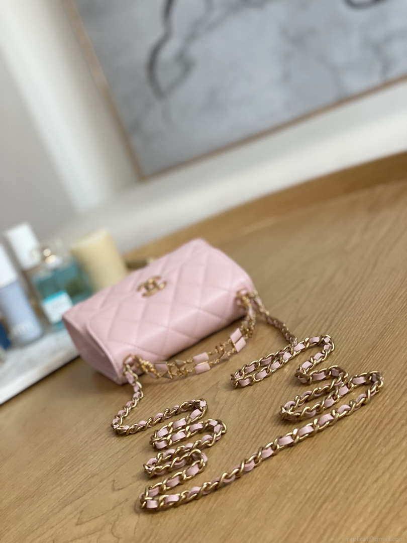 Chanel AP2945 Clutch with Chain Lambskin Light Pink Gold