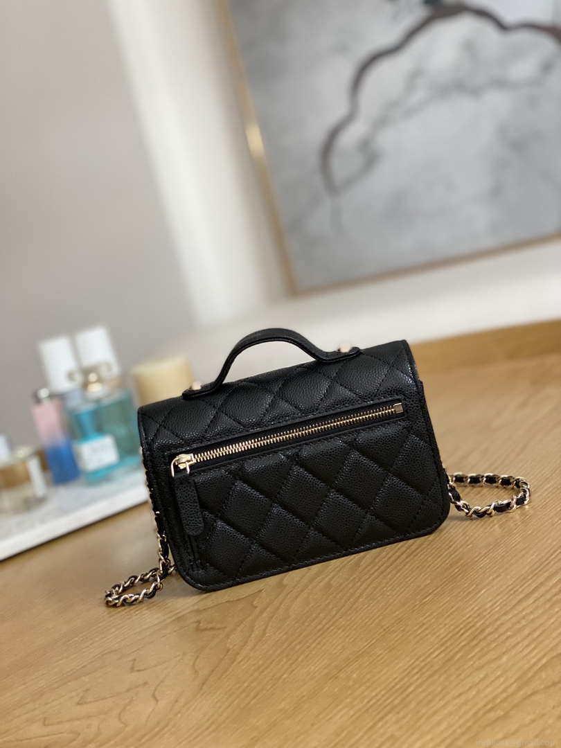 Chanel A81215 Mini messenger bag with Handle Black
