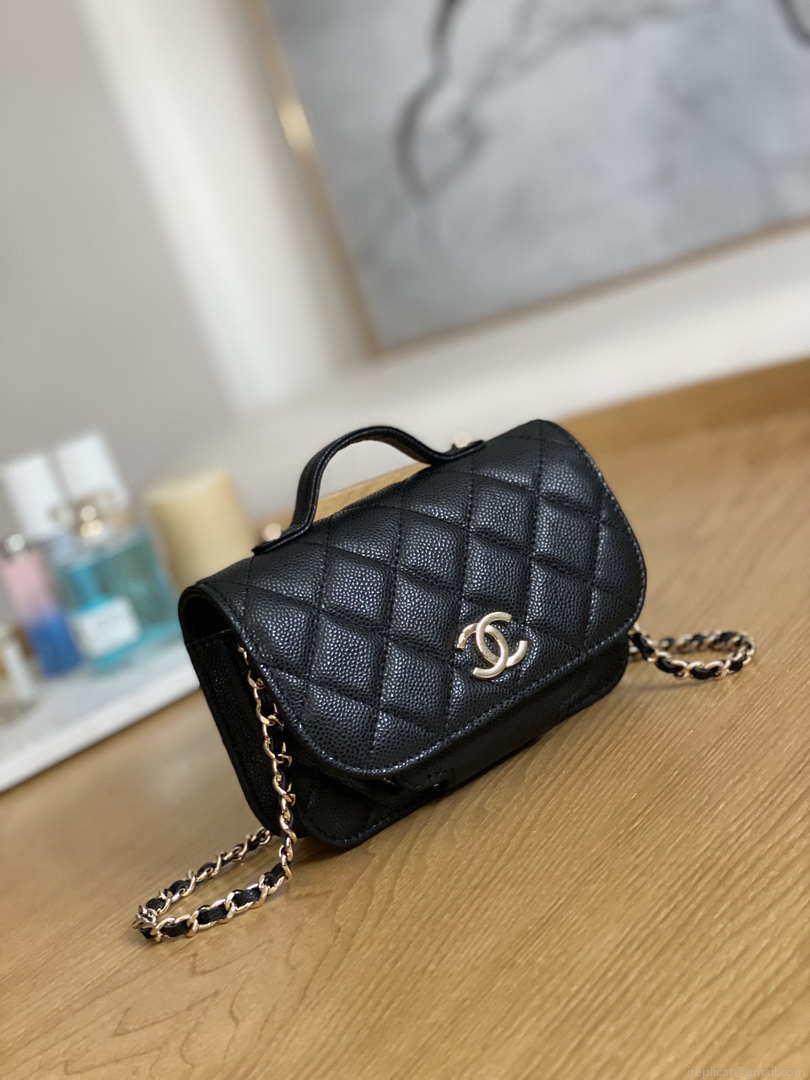 Chanel A81215 Mini messenger bag with Handle Black