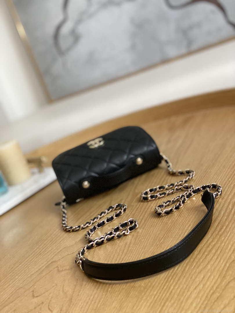Chanel A81215 Mini messenger bag with Handle Black