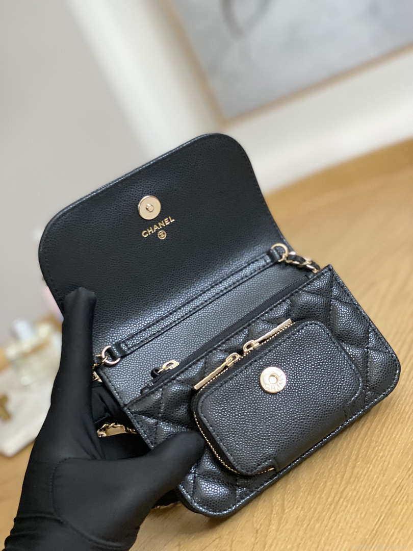 Chanel A81215 Mini messenger bag with Handle Black