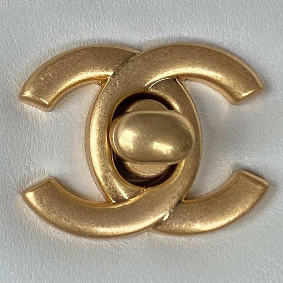 Chanel AS2431 Mini flap White Lambskin bag with top handle Gold
