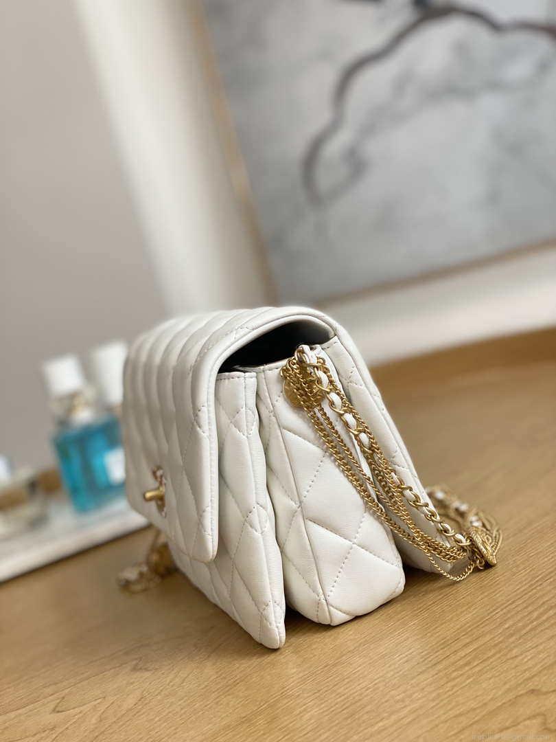 Chanel AS3378 MINI Flap Bag Lambskin White