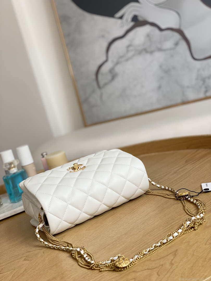 Chanel AS3378 MINI Flap Bag Lambskin White