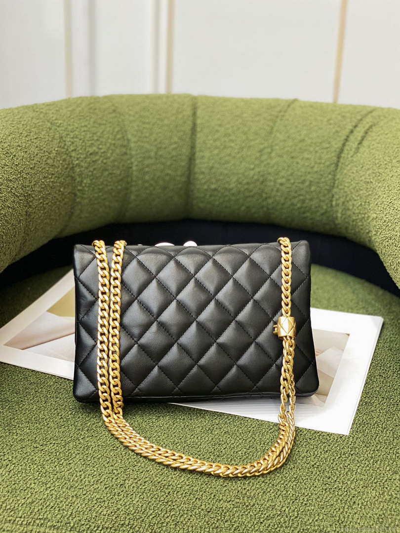 Chanel AS3609 Flap Bag Lambskin Lambskin & Gold-Tone Metal Black