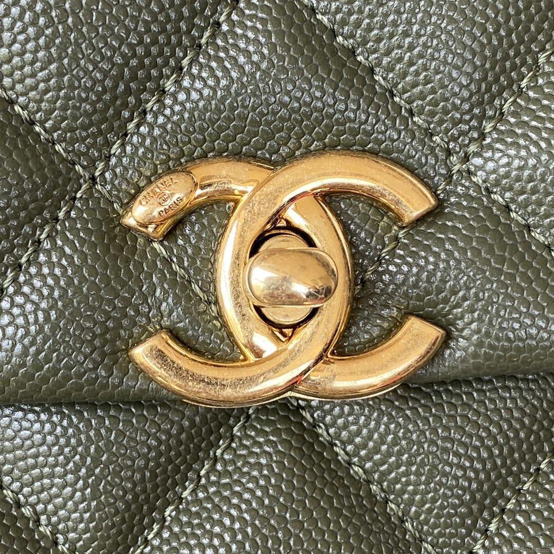 Chanel AS3580 Small Flap Bag Lambskin Lambskin & Gold-Tone Metal Green