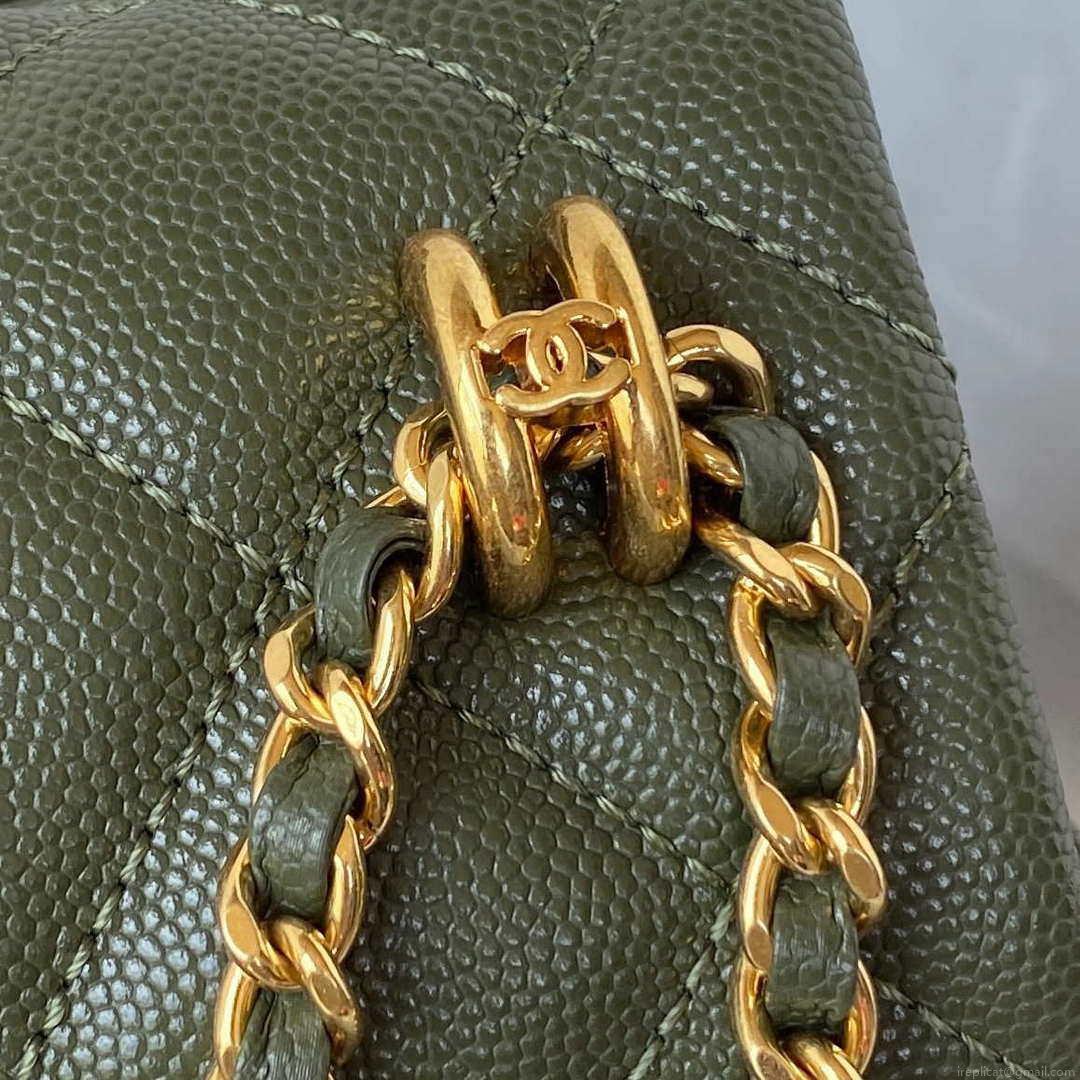 Chanel AS3580 Small Flap Bag Lambskin Lambskin & Gold-Tone Metal Green