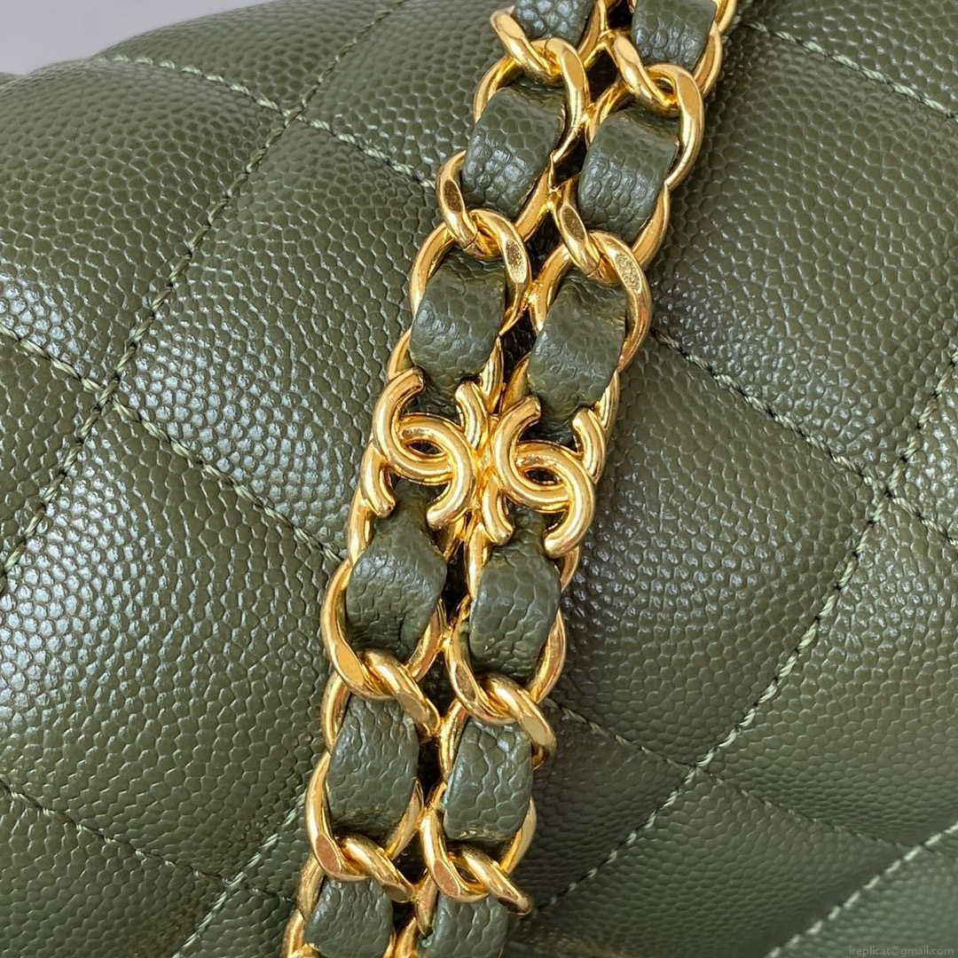 Chanel AS3580 Small Flap Bag Lambskin Lambskin & Gold-Tone Metal Green