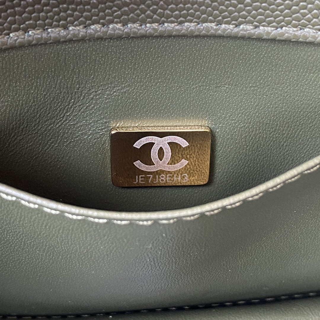 Chanel AS3580 Small Flap Bag Lambskin Lambskin & Gold-Tone Metal Green
