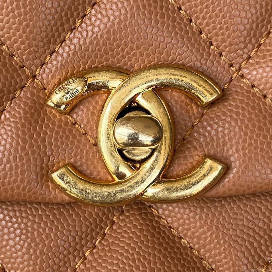 Chanel AS3580 Small Flap Bag Lambskin Lambskin & Gold-Tone Metal Brown