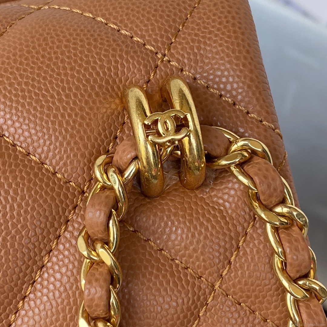 Chanel AS3580 Small Flap Bag Lambskin Lambskin & Gold-Tone Metal Brown