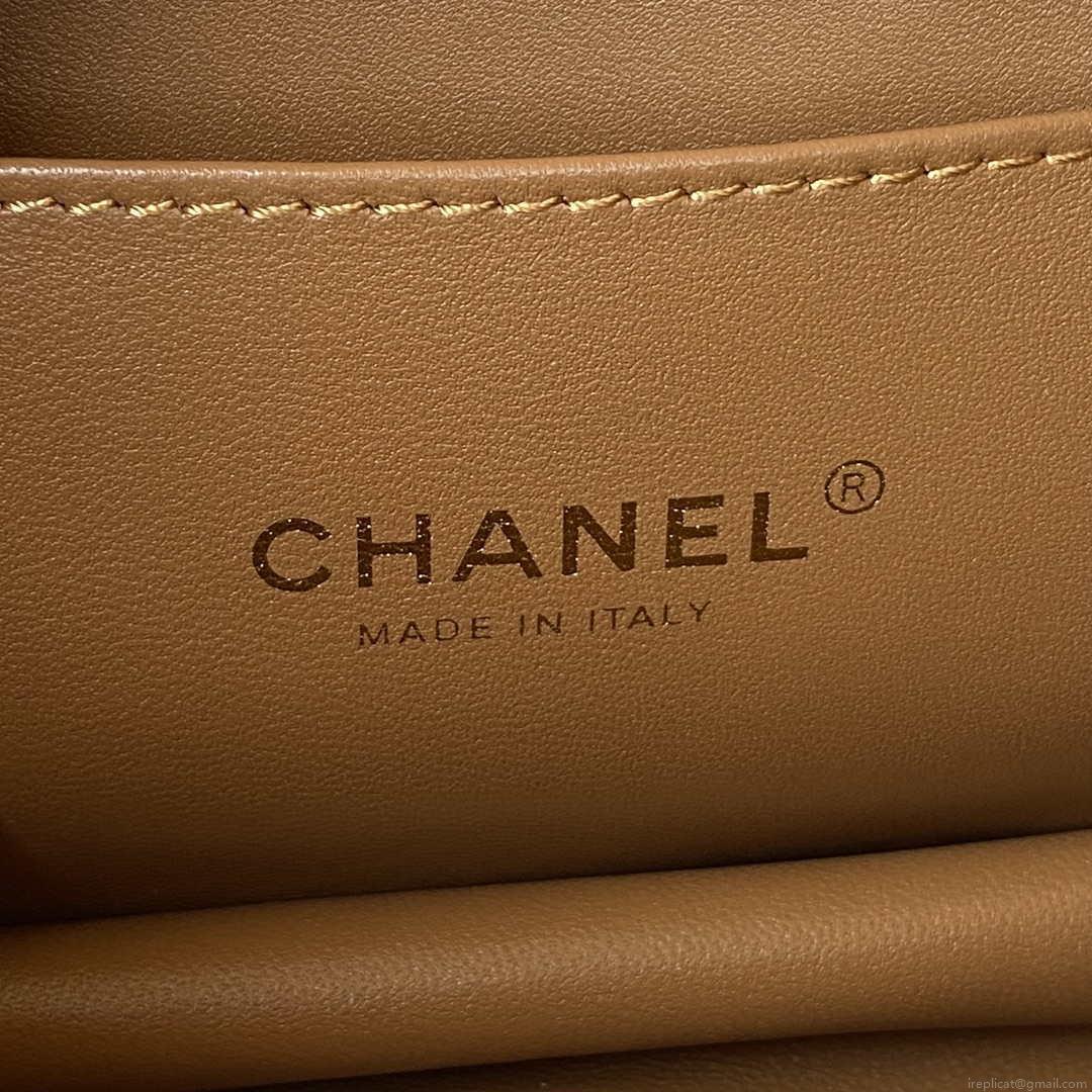 Chanel AS3580 Small Flap Bag Lambskin Lambskin & Gold-Tone Metal Brown