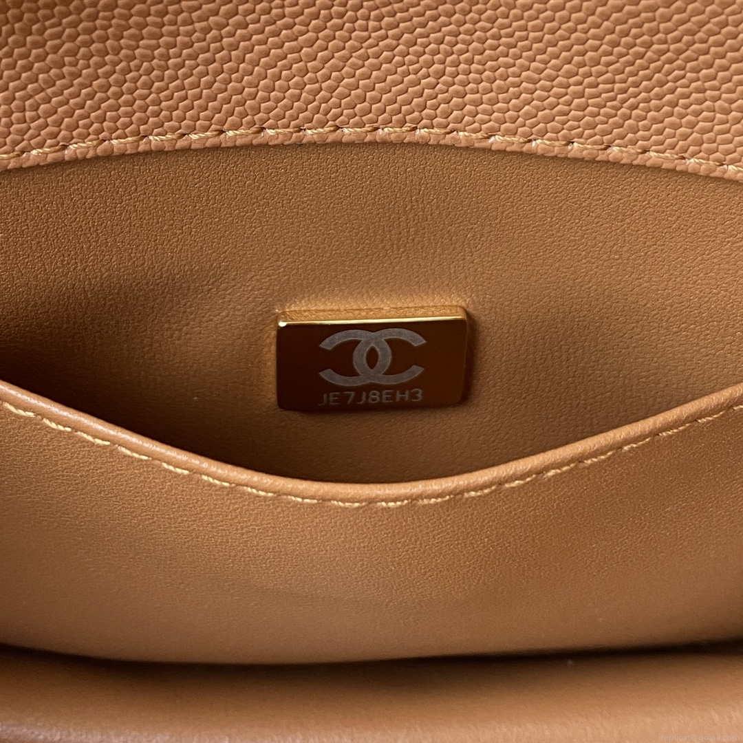 Chanel AS3580 Small Flap Bag Lambskin Lambskin & Gold-Tone Metal Brown