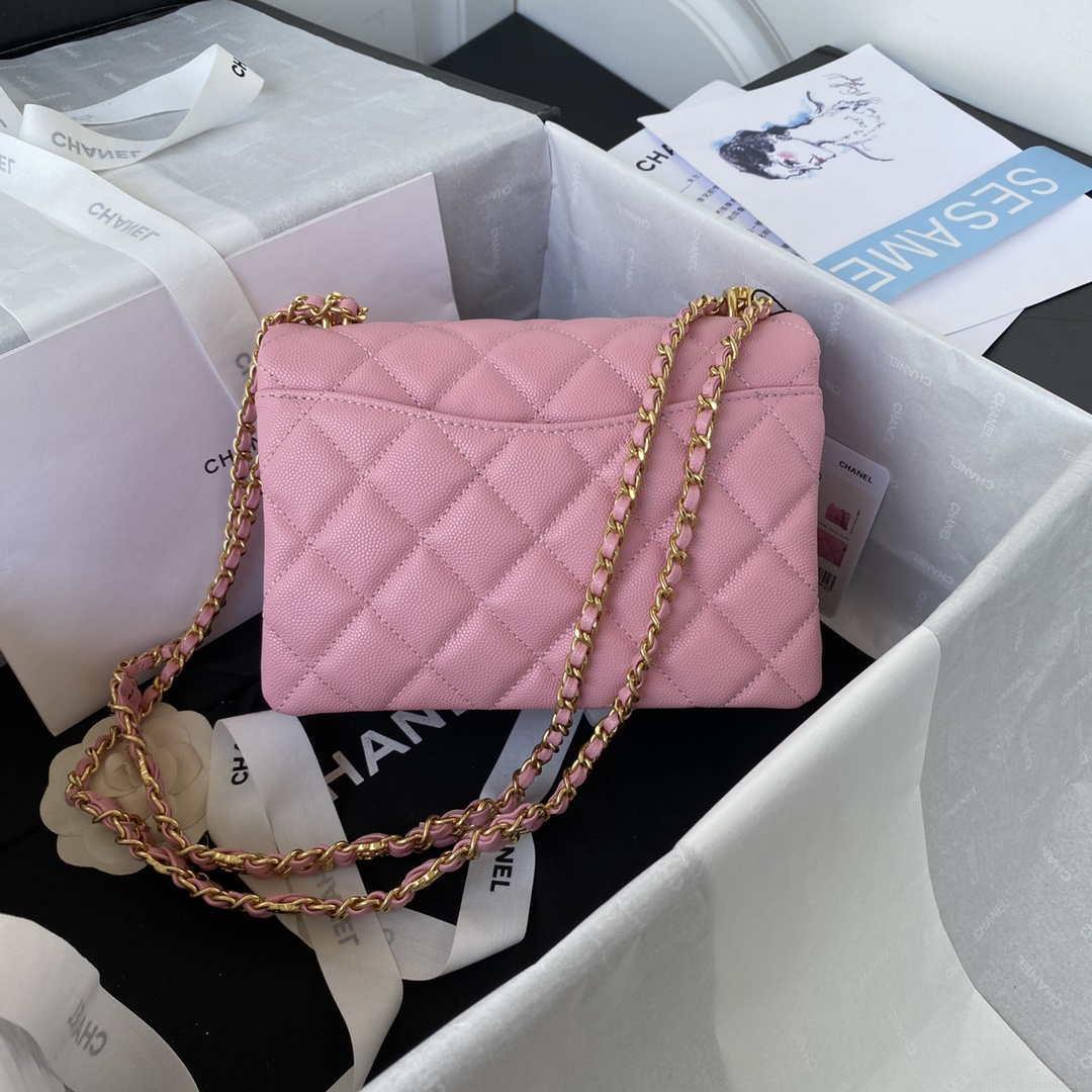 Chanel AS3580 Small Flap Bag Lambskin Lambskin & Gold-Tone Metal Pink