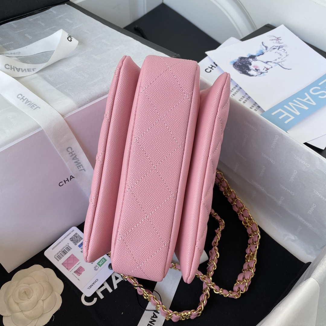 Chanel AS3580 Small Flap Bag Lambskin Lambskin & Gold-Tone Metal Pink