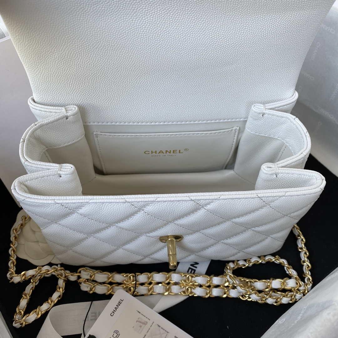 Chanel AS3580 Small Flap Bag Lambskin Lambskin & Gold-Tone Metal White