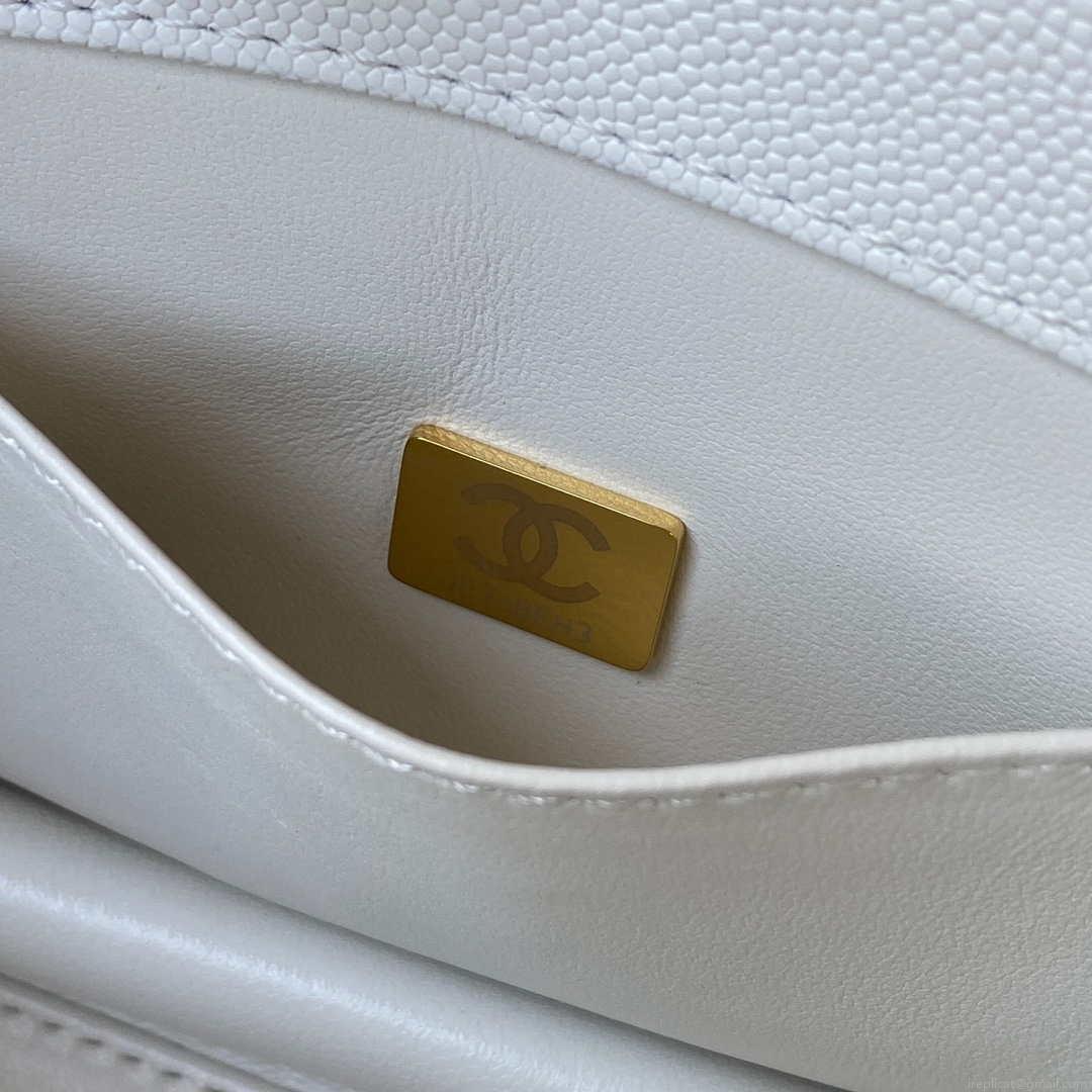 Chanel AS3580 Small Flap Bag Lambskin Lambskin & Gold-Tone Metal White