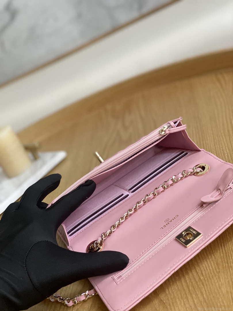 Chanel A88632 WOC 19 Chain Wallet Bag Pink Lambskin Gold