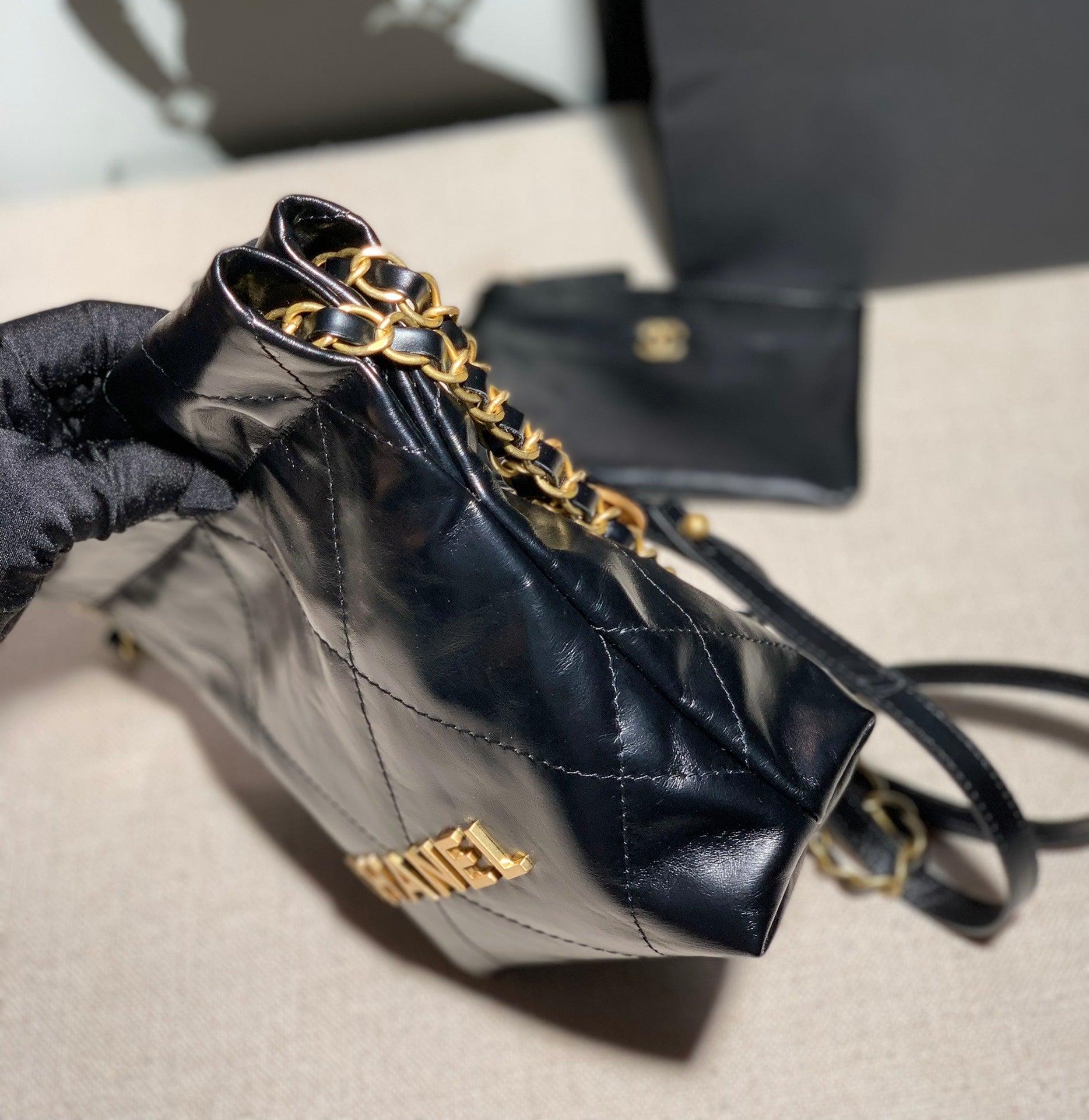 Chanel AS3260 22 Mini Handbag Calfskin Black with Gold A85