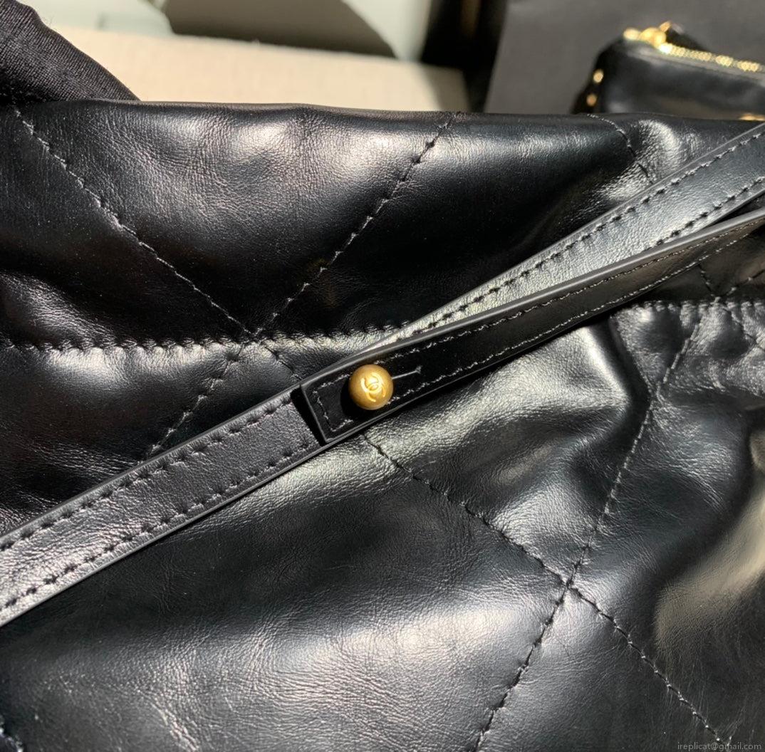 Chanel AS3260 22 Mini Handbag Calfskin Black with Gold A85