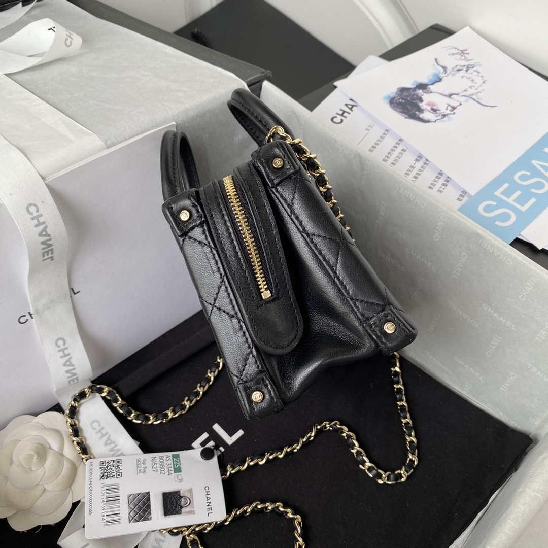 Chanel AS3344 Small Vanity Case Calfskin & Gold-Tone Metal Black