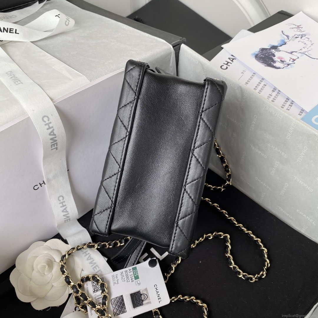 Chanel AS3344 Small Vanity Case Calfskin & Gold-Tone Metal Black
