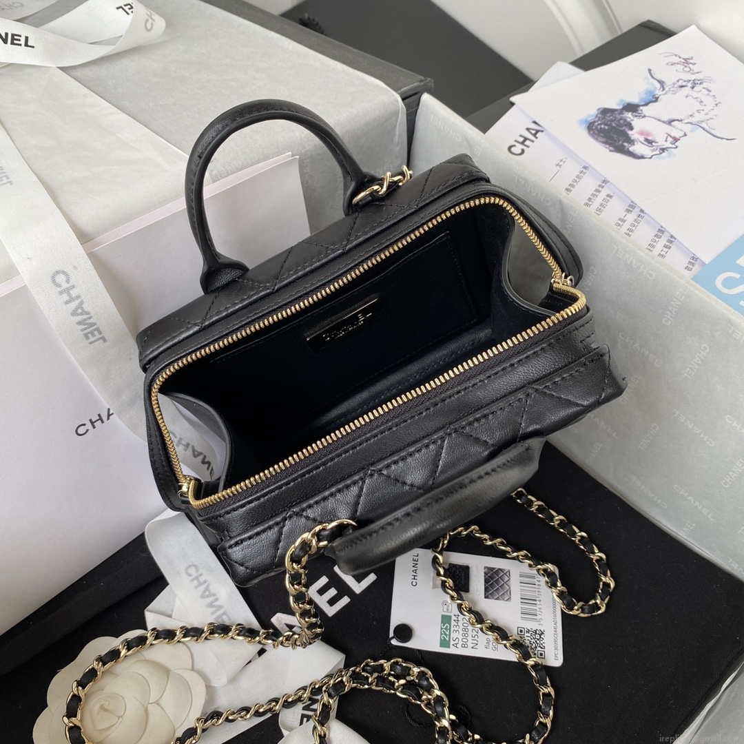 Chanel AS3344 Small Vanity Case Calfskin & Gold-Tone Metal Black